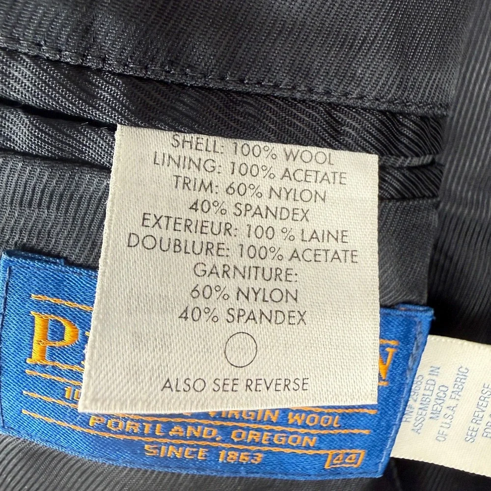 Pendleton Sport Coat Mens 44 Gray Herringbone Virgin Wool Elbow Patch Blazer